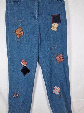 Hearts Of Palm Patchwork Jeans cottage core modest size 10